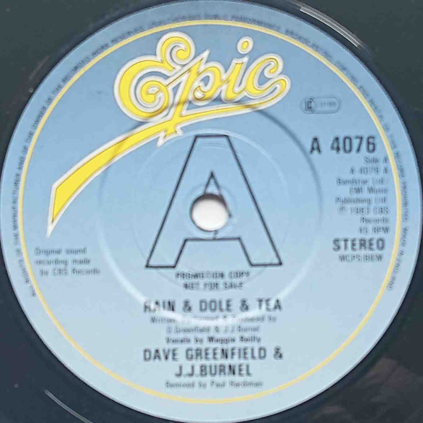 A 4076 Rain & dole & tea Jean Jacques Burnel / Dave Greenfield from The Stranglers Label